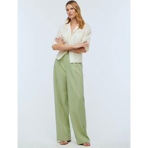 Madewell The Harlow Wide Leg Pant Green High Waist Drapey Twill US 0 NWT